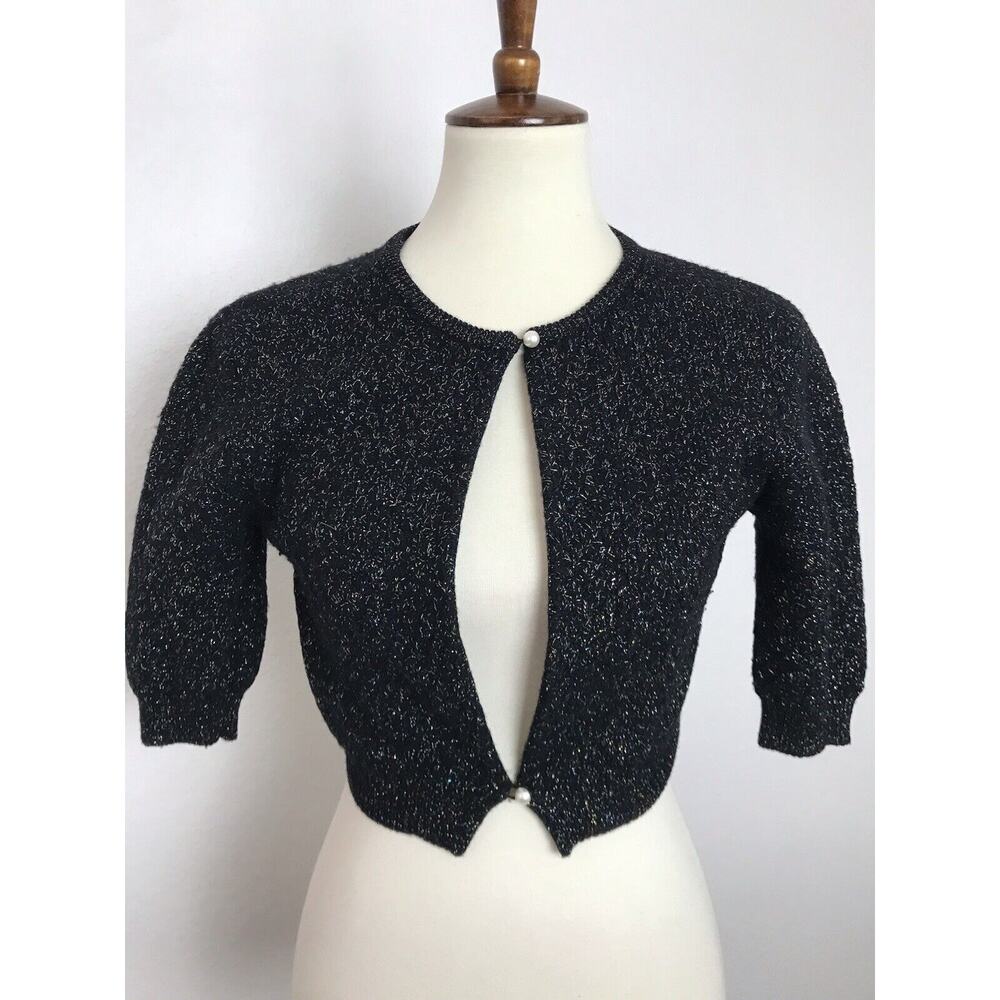 Marc Jacobs Crop Cardigan Sweater Multicolor Metallic Threads